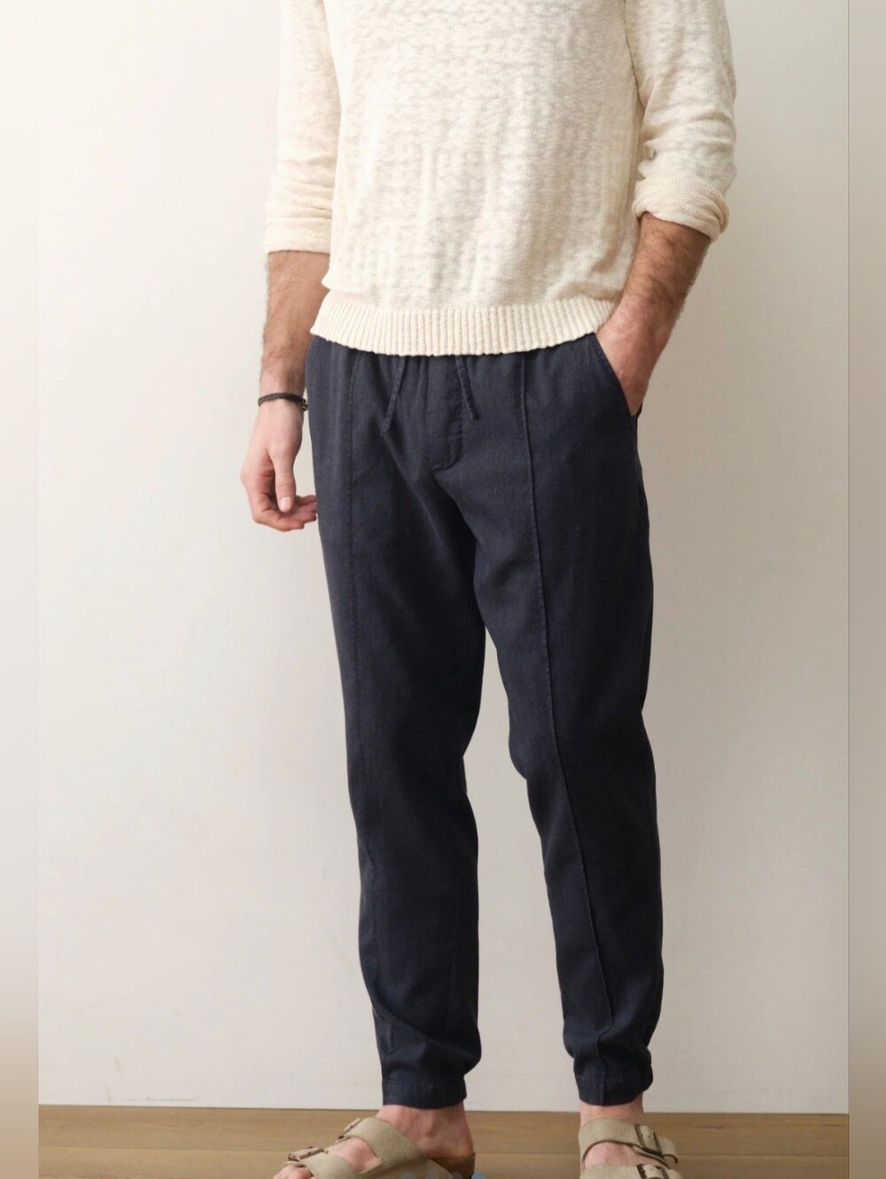 MENS Marine Layer Saturday Hemp Jogger  Pant Slim Straight LRG Navy BLUE